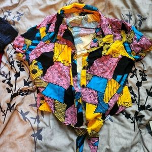 Walt Disney Parks Nightmare Before Christmas Sally Button Up Short Sleeve Shirt